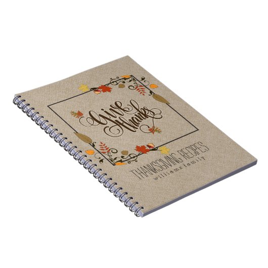 Carnet Automne Maple Leafs Cadre Donner Merci Conception (Côté Droit)