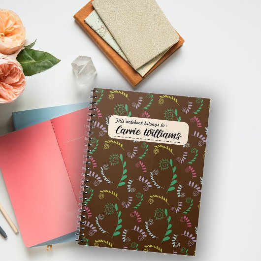 Carnet Automne Mimosa Feuilles sur chêne foncé