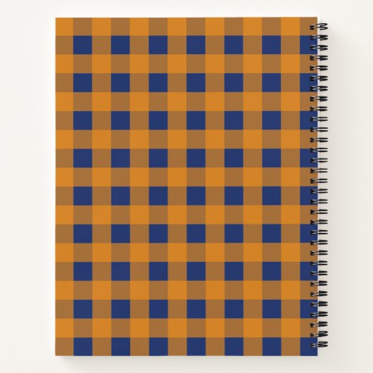 Carnet Automne Orange Bleu Plaid Motif Recette (Dos)