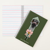 Carnet Autruche Rose Fleurs Vert Olive Art Déco (À l'intérieur)