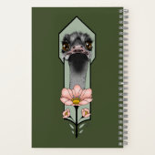 Carnet Autruche Rose Fleurs Vert Olive Art Déco (Verso)