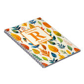 Carnet autums colorés feuille boho personnalisé monogramm (Côté Droit)