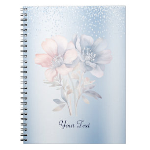 Carnet aux fleurs rose bleue