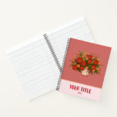 Carnet aux fleurs rouges tracées à la main de coul (Intérieur)