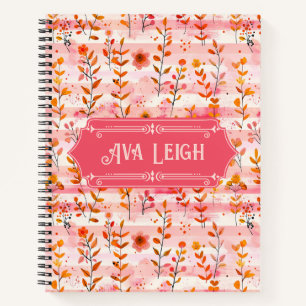Carnet Ava Leigh rose et orange aquarelle Floral Deluxe