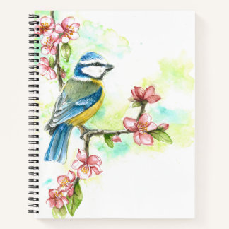 Carnet avec Aquarelle Bleu Tit