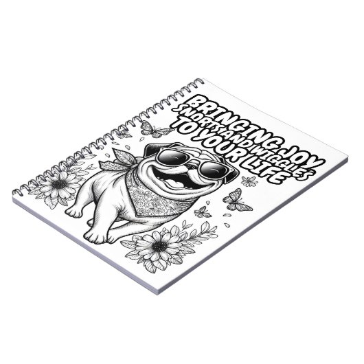 Carnet avec carlin apportant la joie à votre vie (Côté gauche)