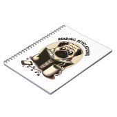 Carnet avec carlin, café et livre (Côté gauche)