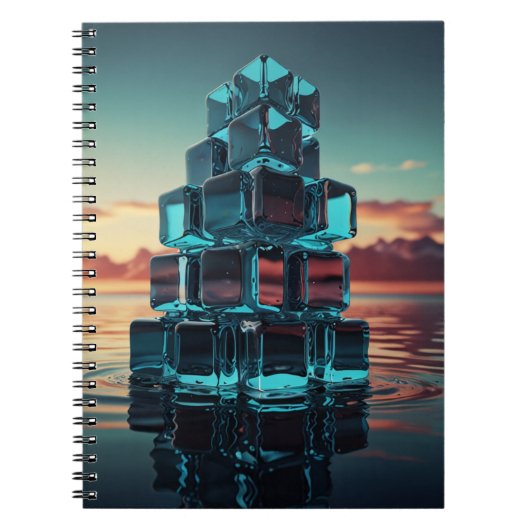 Carnet avec Cube de verre Pyramide - Coucher de so (Devant)