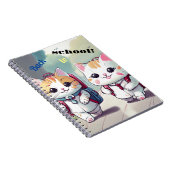 Carnet avec des chats mignons allant à l'école (Côté Droit)