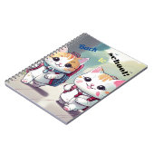 Carnet avec des chats mignons allant à l'école (Côté gauche)