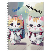 Carnet avec des chats mignons allant à l'école (Devant)