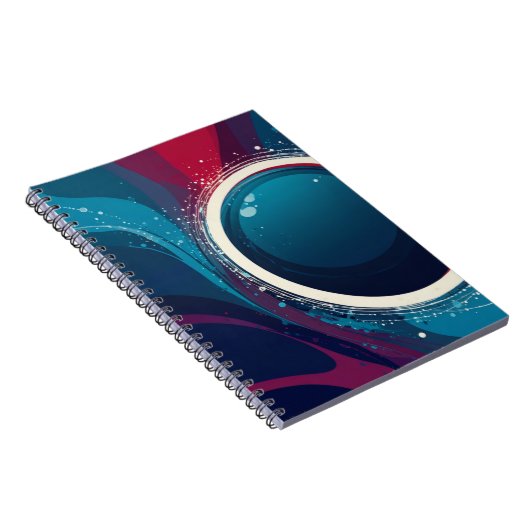 Carnet avec design de spirale cosmique - Bleu Abst (Côté Droit)