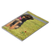 Carnet avec german shepard admirant un rose (Côté gauche)