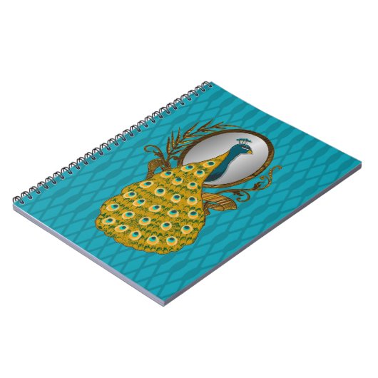 Carnet avec le paon admirant sa réflexion (Côté gauche)