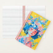 carnet avec une fille avec une couronne de fleurs  (À l'intérieur)