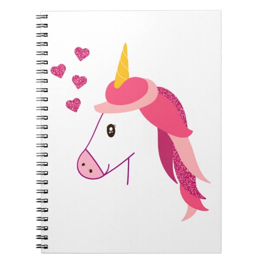 Carnet avec une licorne pour une fille. (Devant)