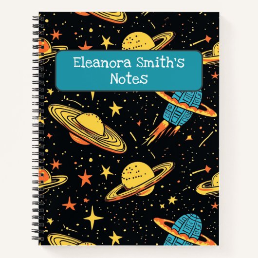 Carnet Aventure Cosmique I Espace Dessiné à la Main (Devant)