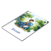Carnet Aventure des tout-petits avec un dinosaure bleu  (Côté gauche)