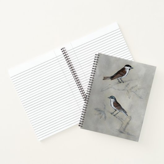Carnet Aviaire argenté | Une paire d'oiseaux (Intérieur)