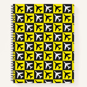 Carnet Avion à réaction géométrique jaune volant