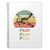 Carnet Avion contre un coucher de soleil Vintage rétro, A (Devant)