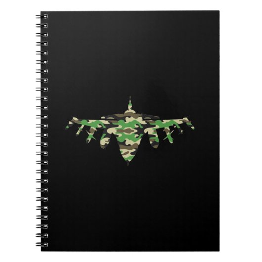 Carnet Avion de chasse camouflage avion de combat silhoue (Devant)