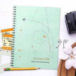 Carnet Avion Turquoise léger Votre nom Gold Travel