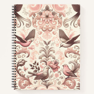 Carnet Avion victorien : Un Jardin rose pastel