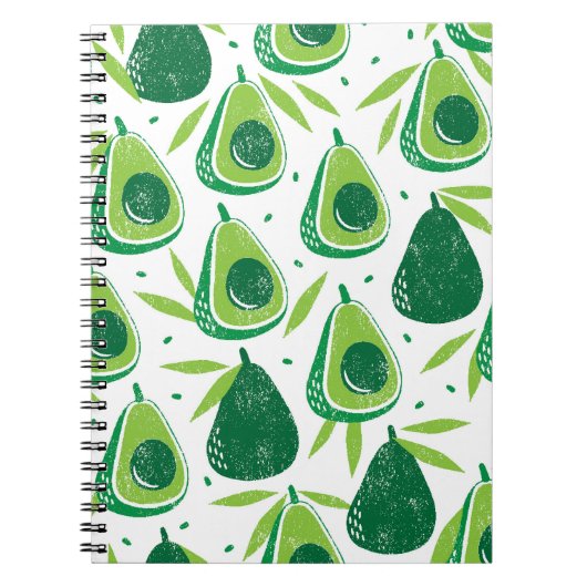 Carnet Avocado, timbre texturé, motif transparent. (Devant)