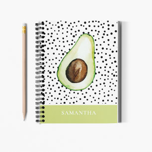 Carnet Avocado vert moderne Nom personnalisé