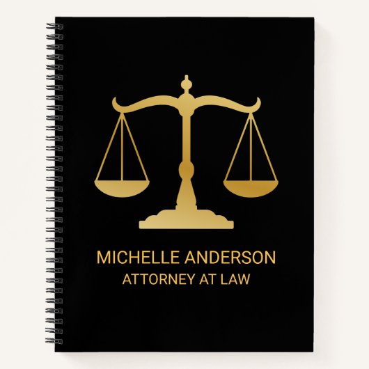 Carnet Avocat professionnel branché noir or (Devant)