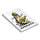 Carnet Avocato - Drôle Pixel Art Avocado Cat jouer basse (Côté Droit)