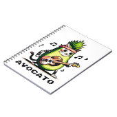 Carnet Avocato - Drôle Pixel Art Avocado Cat jouer basse (Côté gauche)