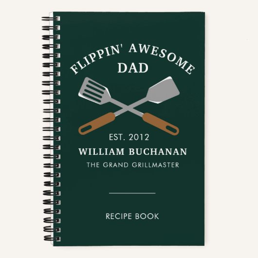 Carnet Awesome Dad BBQ Father Personalized Recipe (Recto)