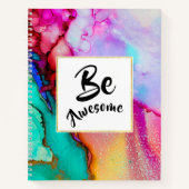 Carnet Awesome rose et turquoise Aquarelle Abstraite (Devant)