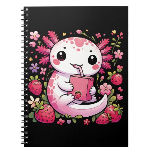 Carnet Axolotl Boire du lait de fraise japonais (Devant)