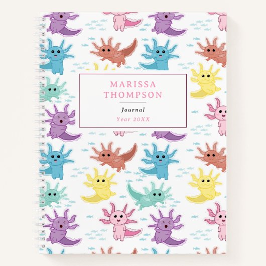 Carnet Axolotl Kids Cute Salamander Kids Sketbook (Devant)