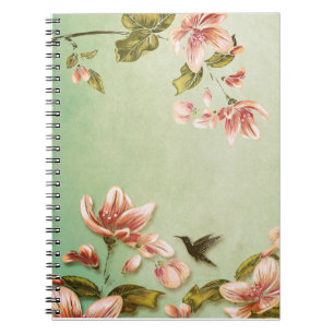 Carnet Azalées roses Vintage sur la fosse verte