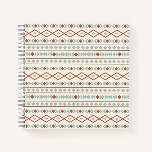 Carnet Aztec Formes Motif rouille crème Turquoise (Devant)
