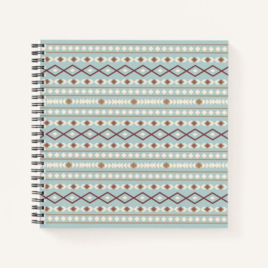 Carnet Aztec Formes Motif Rusts Crème Turquoise-Bleu (Devant)