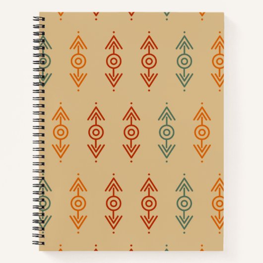 Carnet Aztec Géométrique Bleu Et Orange Tribal Sud-Ouest (Devant)