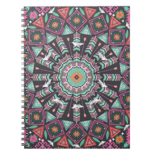 Carnet Aztec géométrique : Motif circulaire coloré
