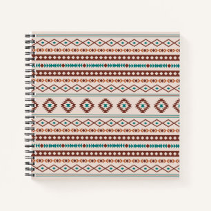 Carnet Aztec Rusts Crème Turquoise Motifs Mixtes V Motif