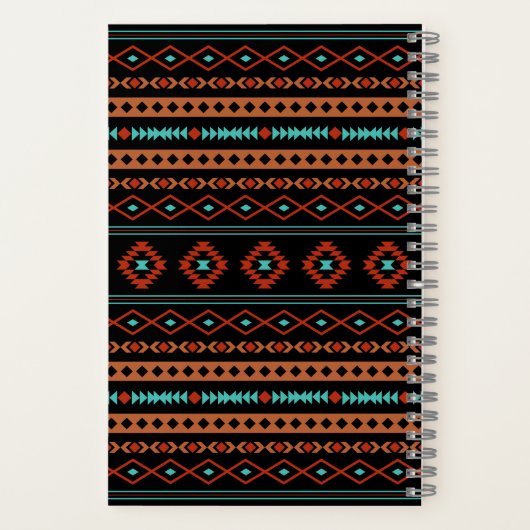Carnet Aztec Rusts Turquoise Noir Motifs mélangés Motif (Verso)