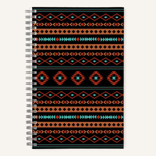 Carnet Aztec Rusts Turquoise Noir Motifs mélangés Motif (Recto)