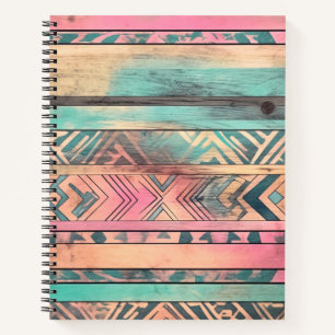 Carnet Aztec Sud-Ouest Bleu Et Tribal Rose