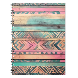Carnet Aztec Sud-Ouest Bleu Et Tribal Rose