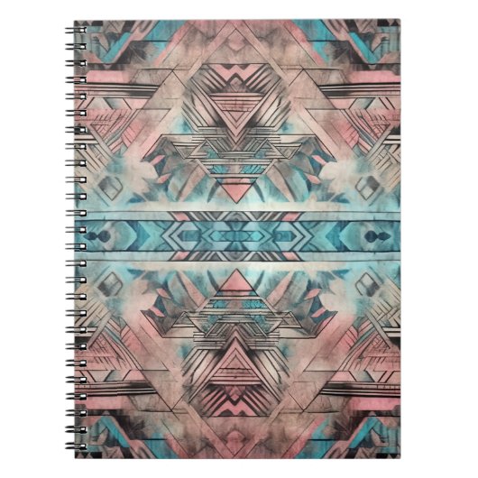Carnet Aztec Sud-Ouest Pastel Rose Et Bleu (Devant)