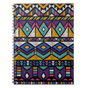 Carnet Aztèque géométrique tribal : Motif Vintage coloré